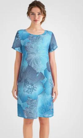 PEKIVESSA Sommerkleid Leinenkleid knielang mit kurzen
