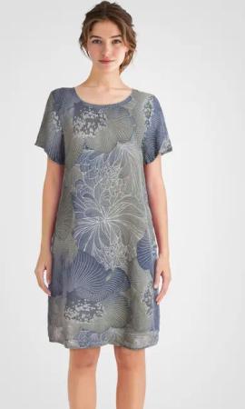 PEKIVESSA Sommerkleid Leinenkleid knielang mit kurzen