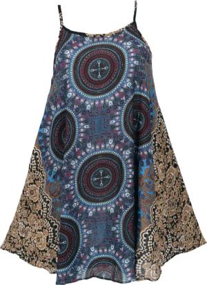 Guru-Shop Midikleid Boho Dashiki Minikleid, Trägerkleid,..