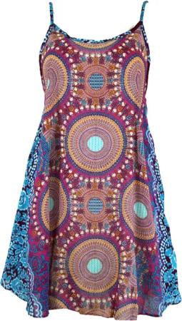 Guru-Shop Midikleid Boho Dashiki Minikleid, Trägerkleid,..