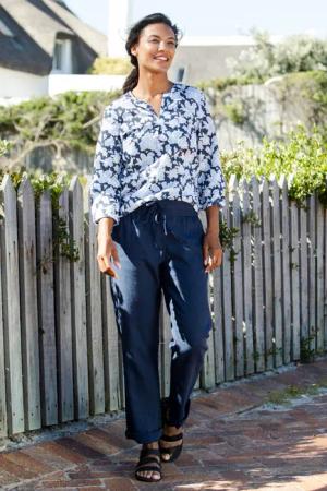 Breeze Leinen-Mischgewebe Damenhose - Marineblau