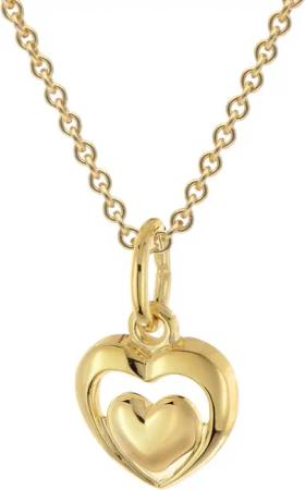 trendor 28575 Kinder Herz-Anhänger Gold 333/8K Mit Vergoldeter Silberkette