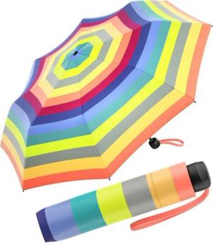 United Colors of Benetton Taschenregenschirm Super Mini - Multistripe fresh salmon, die Trendfarben in bunter Mischung