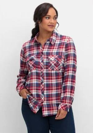 Karierte Flanellbluse mit Brusttaschen, weinrot kariert, Gr.54