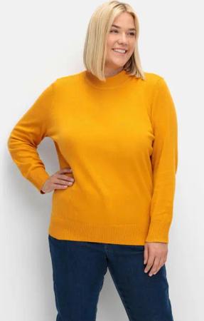 Sheego Pullover aus Feinstrick, mit Stehkragen, ocker, Gr.46