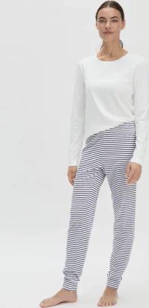 hessnatur Damen Schlafhose aus Bio-Baumwolle - blau - Größe 38