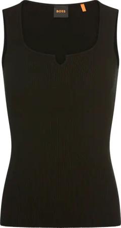 BOSS ORANGE Stricktop "Fiura Premium Damenmode", Slim Fit mit geschlitztem Ausschnitt