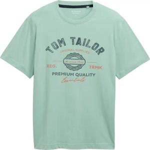 TOM TAILOR Herren T-Shirt mit Logo-Print, grün, Logo Print, Gr. XXXL