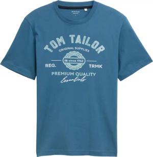 TOM TAILOR Herren T-Shirt mit Logo-Print, blau, Logo Print, Gr. XXXL