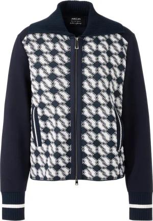 Marc Cain - Feinstrickjacke mit Muster - Größe 42 - blau