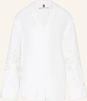 TOMMY HILFIGER Bluse mit Leinen und Lochspitze