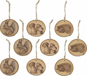 CHRISTMAS GOODS by Inge Christbaumschmuck "Dekohänger Wald", (Set, 9 tlg.), aus Holz, mit Waldmotiven