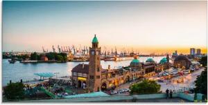 Artland Glasbild "Hamburg Hafen und Landungsbrücken", Deutschland, (1 St.), in verschiedenen Größen