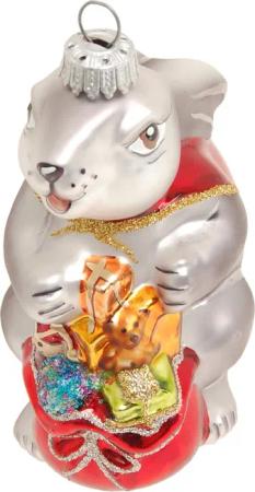Krebs Glas Lauscha Christbaumschmuck "Hase Paul mit Geschenkesack, Höhe ca. 12 cm", (1 tlg.), Weihnachtsdeko, Weihnachtsbaumkugel, Christbaumkugeln aus Glas