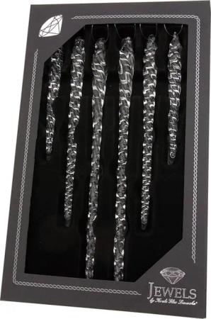 Krebs Glas Lauscha Christbaumschmuck "Eiszapfen Set, Klarglas", (6 tlg.), Christbaumschmuck aus Glas, mundgeblasen, handgefertigt, Eiszapfen