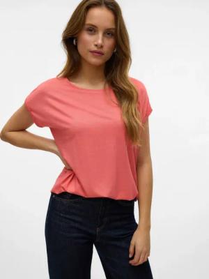 Vero Moda Rundhalsshirt "VMLAVA PLAIN SS TOP LUREX STRIPE"
