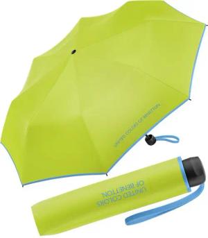 United Colors of Benetton Taschenregenschirm Super Mini FS 2024 - acid lime, leuchtende Modefarben mit kontrastreichem Saum