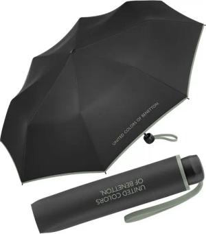 United Colors of Benetton Taschenregenschirm Super Mini FS 2024 - black-iceberg, leuchtende Modefarben mit kontrastreichem Saum