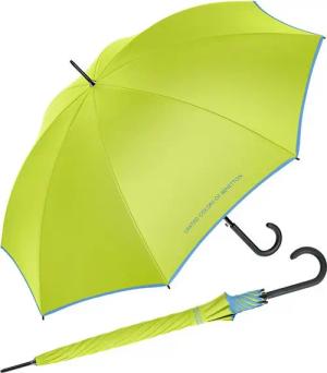 United Colors of Benetton Stockregenschirm Long AC mit Auf-Automatik FS 2024 - acid lime, leuchtende Modefarben mit kontrastreichem Saum