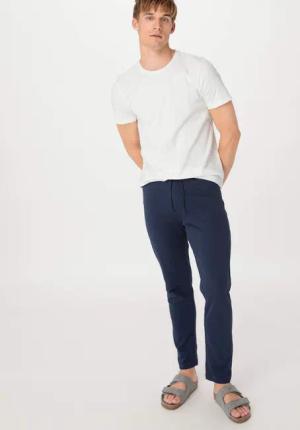 hessnatur Herren Schlafhose Relaxed aus Bio-Baumwolle - blau - Größe 48