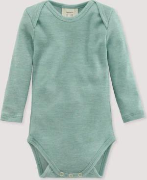 hessnatur Baby Langarm Body aus Bio-Baumwolle mit Bio-Merinowolle und Seide - grün - Größe 98/104