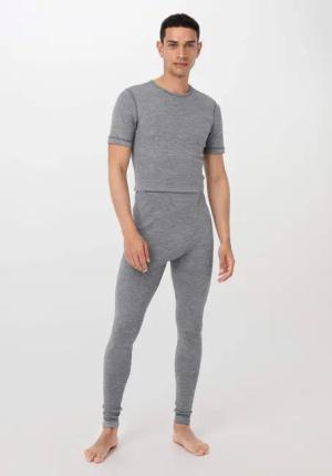 hessnatur Herren Leggings Regular aus Bio-Baumwolle mit Bio-Merinowolle und Seide - grau - Größe 7 = XL
