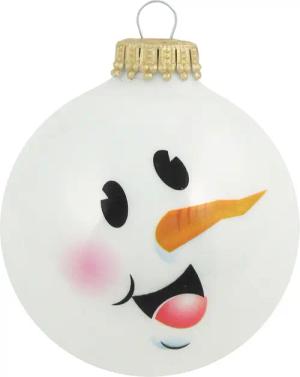 Krebs Glas Lauscha Weihnachtsbaumkugel "CBK90232, Weihnachtsdeko, Christbaumschmuck, Christbaumkugeln Glas", (Set, 4 St.), Schneemann-Gesicht