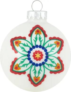 Krebs Glas Lauscha Weihnachtsbaumkugel "CBK50510, Weihnachtsdeko, Christbaumschmuck, Christbaumkugeln Glas", (Set, 4 St.), mit Blumendekor