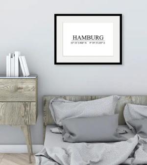 queence Bild "HAMBURG", Städte-Stadt-Deutschland-Gebäude-Hamburg-Schwarz-Weiß, (1 St.), HD Premium Poster-Druck inkl. Holzrahmen