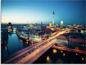 Artland Glasbild "Berlin Cityscape am Abend", Deutschland, (1 St.), in verschiedenen Größen