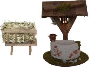 Alfred Kolbe Krippen-Zubehör "Weihnachtsdeko", Brunnen mit Beleuchtung, inkl. Futterraufe mit Heu