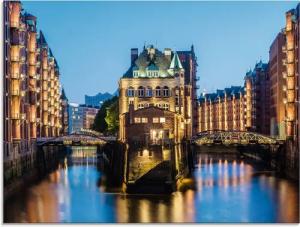 Artland Glasbild "Hamburg Wasserschloss in Speicherstadt 2", Gebäude, (1 St.), in verschiedenen Größen
