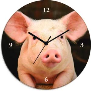Artland Wanduhr "Vorwitziges Schwein", wahlweise mit Quarz- oder Funkuhrwerk, lautlos ohne Tickgeräusche