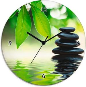 Artland Wanduhr "Zen Steinpyramide auf Wasseroberfläche", wahlweise mit Quarz- oder Funkuhrwerk, lautlos ohne Tickgeräusche