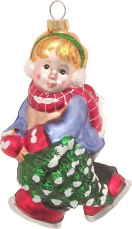 Krebs Glas Lauscha Christbaumschmuck "Junge mit Baum, Multicolor, 13cm", (1 tlg.), Christbaumschmuck aus Glas, mundgeblasen, handgefertigt, Figur