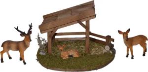 Alfred Kolbe Krippen-Zubehör "Weihnachtsdeko", Unterstand mit Reh, Hirsch und Kitz