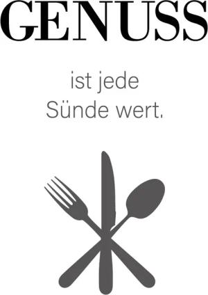 queence Wanddekoobjekt "GENUSS", Stahlschild, Blechschild, Spruch, Witzig, Wanddeko, retro, 20x30cm