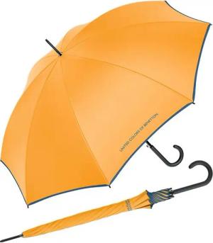 United Colors of Benetton Stockregenschirm Long AC mit Auf-Automatik FS 2024, saffron, leuchtende Modefarben mit kontrastreichem Saum