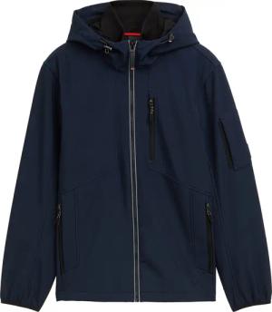 TOM TAILOR Herren Softshell Jacke mit Kapuze, blau, Uni, Gr. XXXL