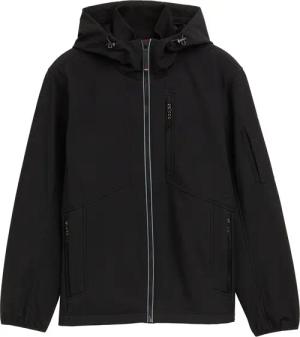 TOM TAILOR Herren Softshell Jacke mit Kapuze, schwarz, Uni, Gr. L