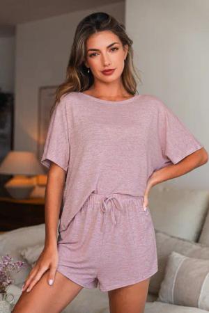 Rosa Kurzarm Pyjama-Set