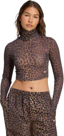 Adidas Leopard Long Sleeve Top Damen T-Shirts - Mehrfarbig - Größe 38 - Baumwoll-Jersey