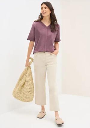 Cecil Damen V-Neck Shirt im Washed-Look in Rot, Gr: XL
