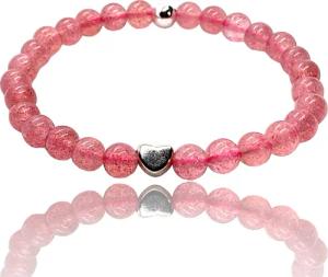 Steinfixx® Perlenarmband Edelstein Erdbeerquarz mit 925