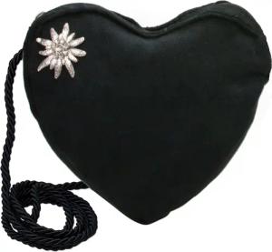 Alpenflüstern Schultertasche Herztasche Strass-Edelweiß (schwarz), -