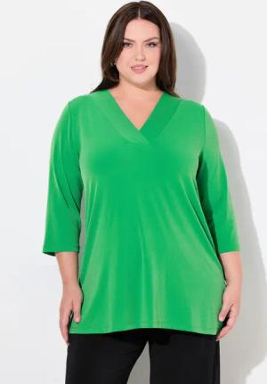 Ulla Popken Longshirt Longshirt A-Linie V-Ausschnitt