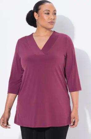 Ulla Popken Longshirt Longshirt A-Linie V-Ausschnitt