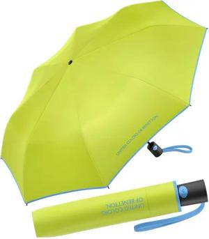 United Colors of Benetton Taschenregenschirm Mini Automatik FS 2024 - acid lime, leuchtende Modefarben mit kontrastreichem Saum