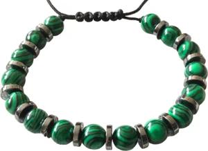 Steinfixx® Perlenarmband 6mm Hämatit-Malachitglas - Stein