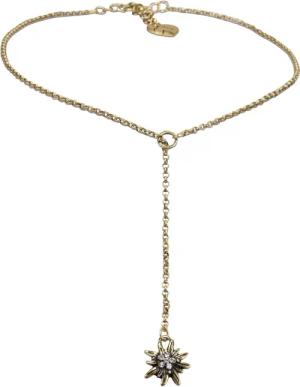 Alpenflüstern Collier Trachten-Y-Halskette Strass-Edelweiß (antik-gold-farben), -